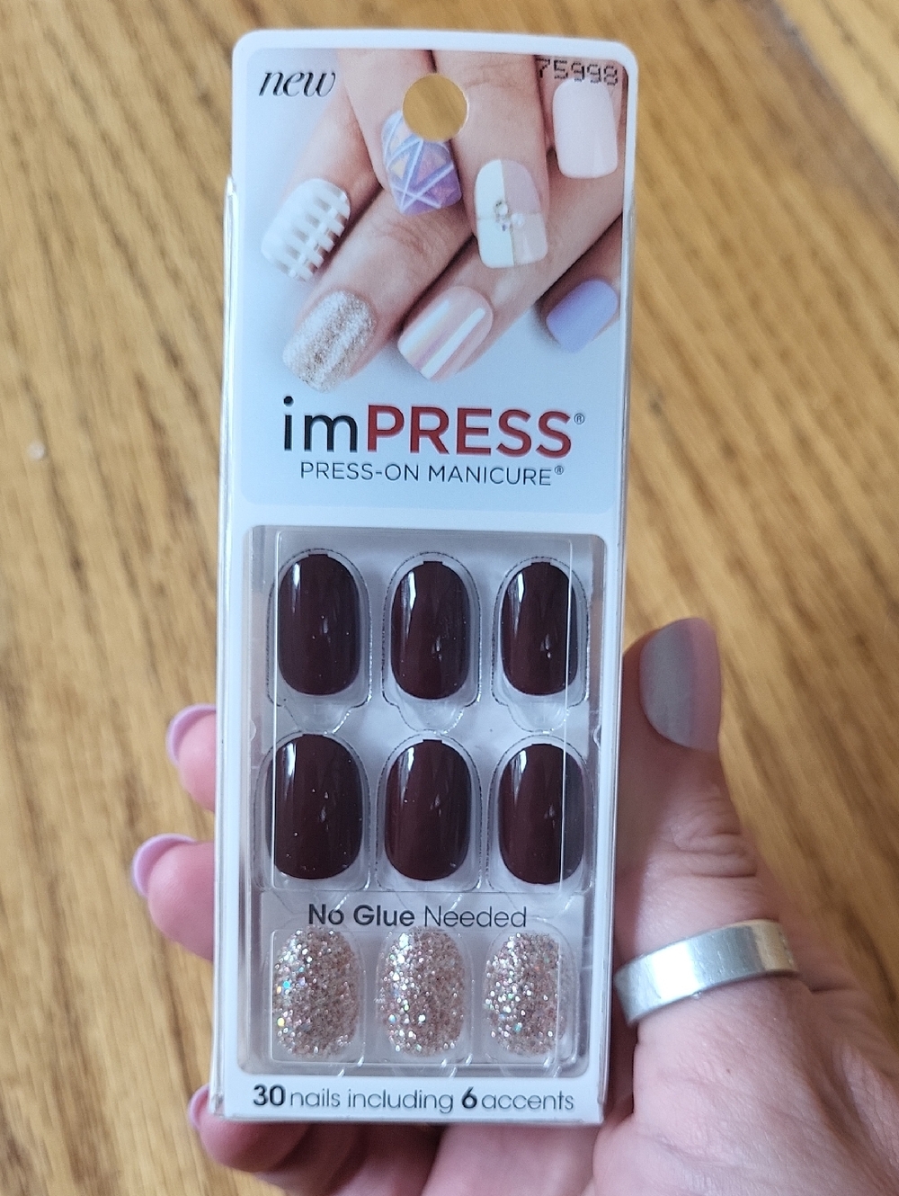 [5]Maroon Glitter Press-on Nails